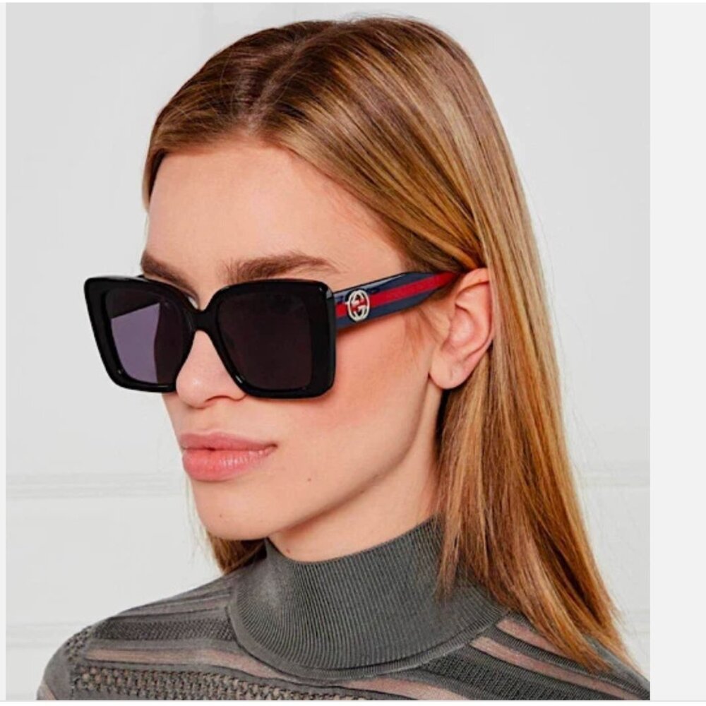 NEW Gucci Green Red Stripe Sunglasses 100% Authentic